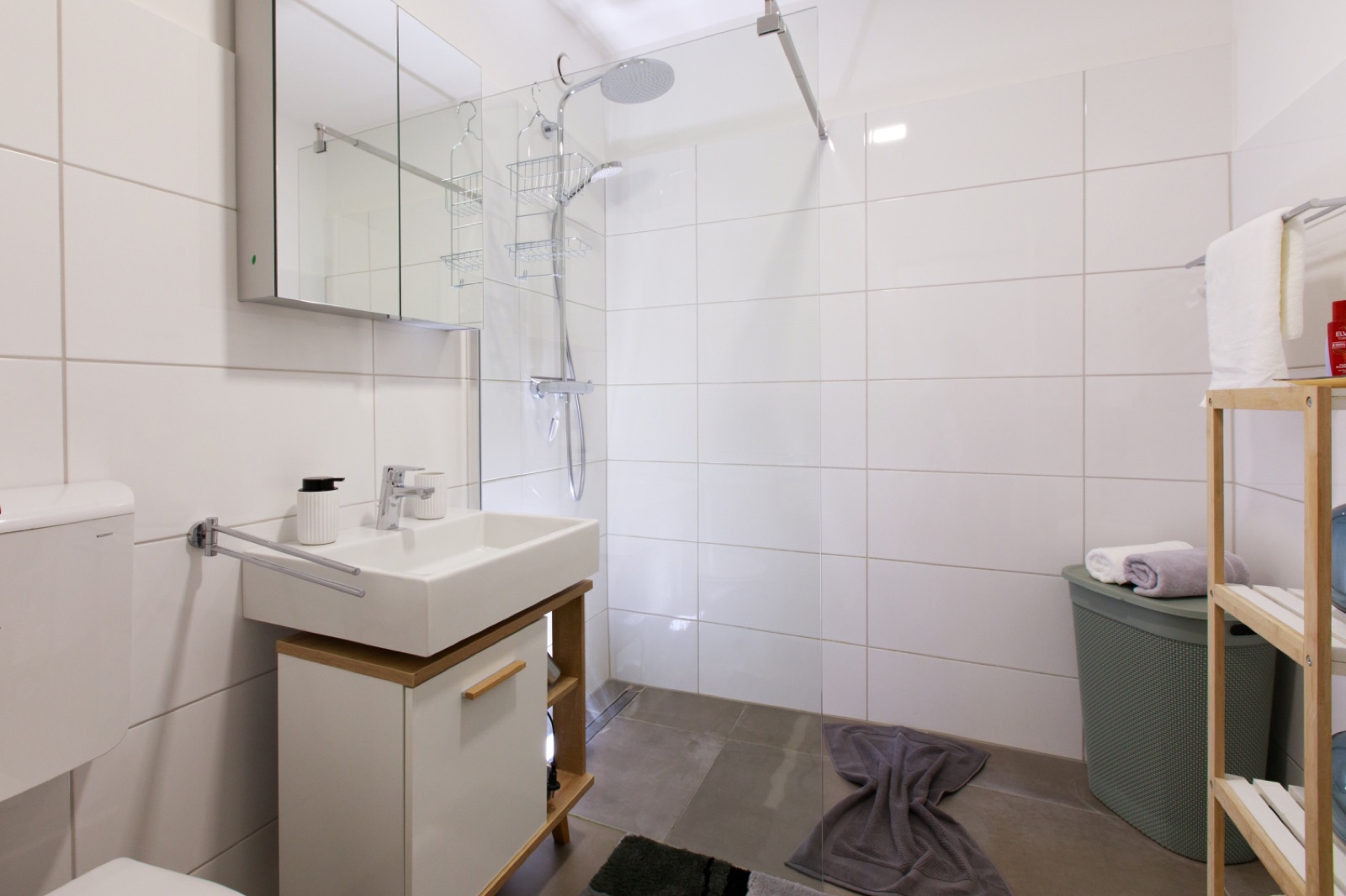 Duschbad mit Waschtisch im Wohlfühlapartment Nr 47